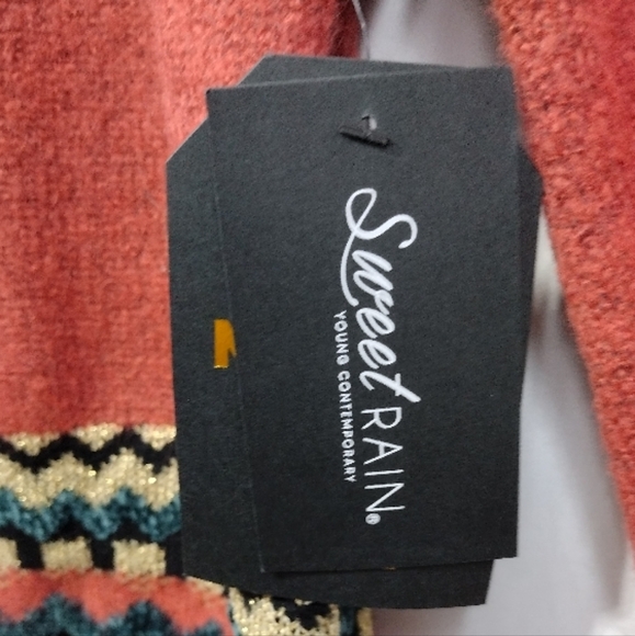 NWT Sweet Rain Fairy Isle Balloon Sleeve Sweater Women's L Burgundy Boho Retro - Picture 10 of 12